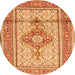 Machine Washable Medallion Orange Traditional Area Rugs, wshtr1304org