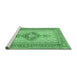 Sideview of Machine Washable Medallion Emerald Green Traditional Area Rugs, wshtr1304emgrn