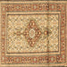 Square Medallion Brown Traditional Rug, tr1304brn