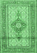 Machine Washable Medallion Emerald Green Traditional Area Rugs, wshtr1304emgrn