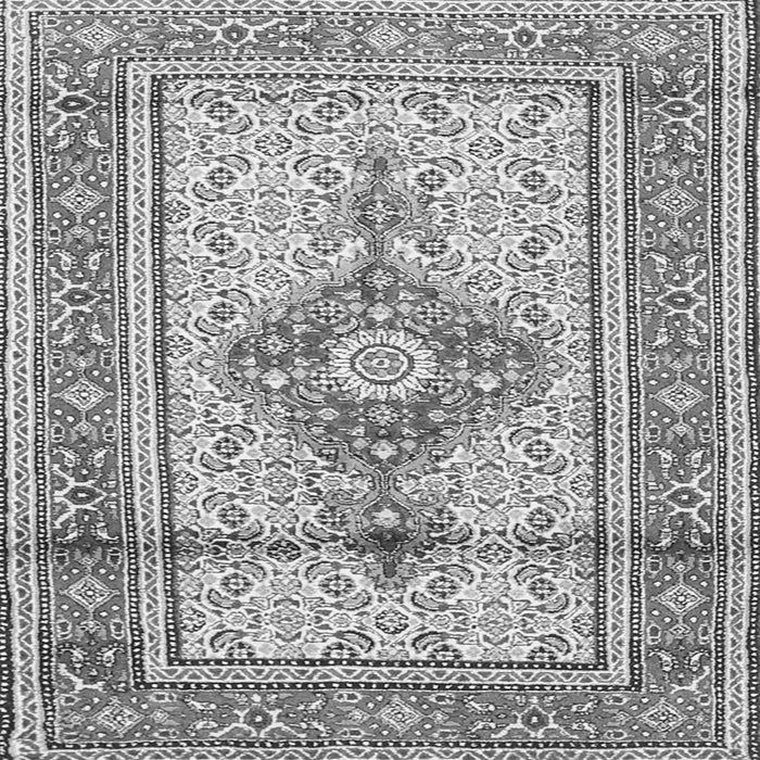 Round Machine Washable Medallion Gray Traditional Rug, wshtr1304gry