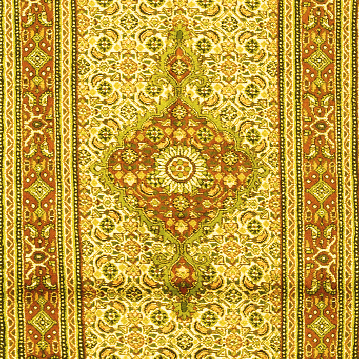 Machine Washable Medallion Yellow Traditional Rug, wshtr1304yw
