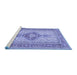 Sideview of Machine Washable Medallion Blue Traditional Rug, wshtr1304blu