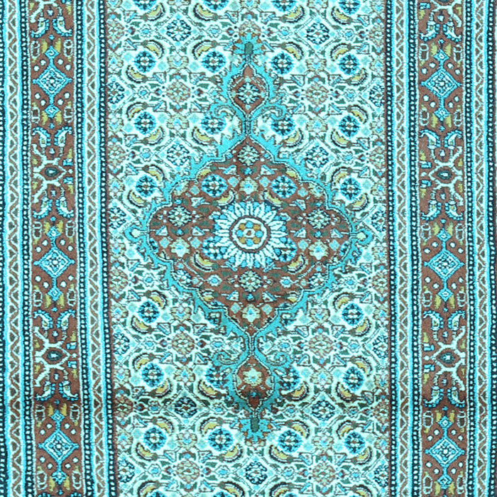 Machine Washable Medallion Light Blue Traditional Rug, wshtr1304lblu