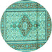 Round Medallion Turquoise Traditional Rug, tr1304turq