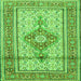 Serging Thickness of Medallion Green Traditional Rug, tr1304grn