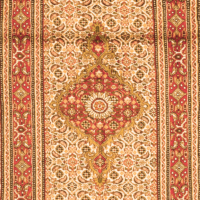 Serging Thickness of Machine Washable Medallion Orange Traditional Area Rugs, wshtr1304org