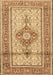 Machine Washable Medallion Brown Traditional Rug, wshtr1304brn