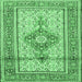 Square Medallion Emerald Green Traditional Rug, tr1304emgrn