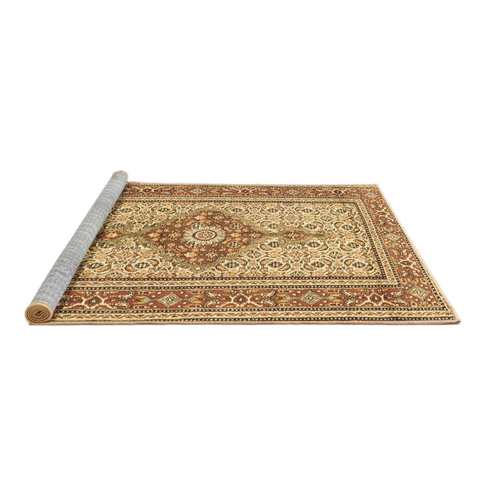 Sideview of Machine Washable Medallion Brown Traditional Rug, wshtr1304brn