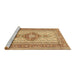 Sideview of Machine Washable Medallion Brown Traditional Rug, wshtr1304brn