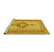 Sideview of Machine Washable Medallion Yellow Traditional Rug, wshtr1304yw