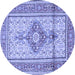 Round Medallion Blue Traditional Rug, tr1304blu