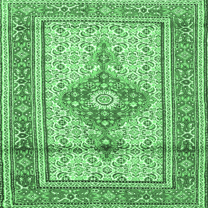 Square Machine Washable Medallion Emerald Green Traditional Area Rugs, wshtr1304emgrn