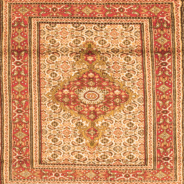 Serging Thickness of Medallion Orange Traditional Rug, tr1304org