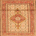 Serging Thickness of Medallion Orange Traditional Rug, tr1304org