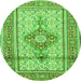 Machine Washable Medallion Green Traditional Area Rugs, wshtr1304grn