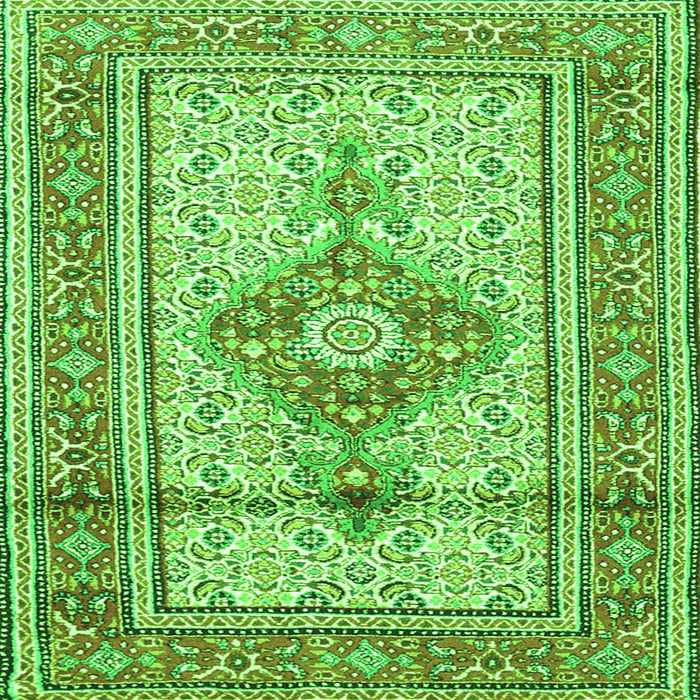 Round Machine Washable Medallion Green Traditional Area Rugs, wshtr1304grn