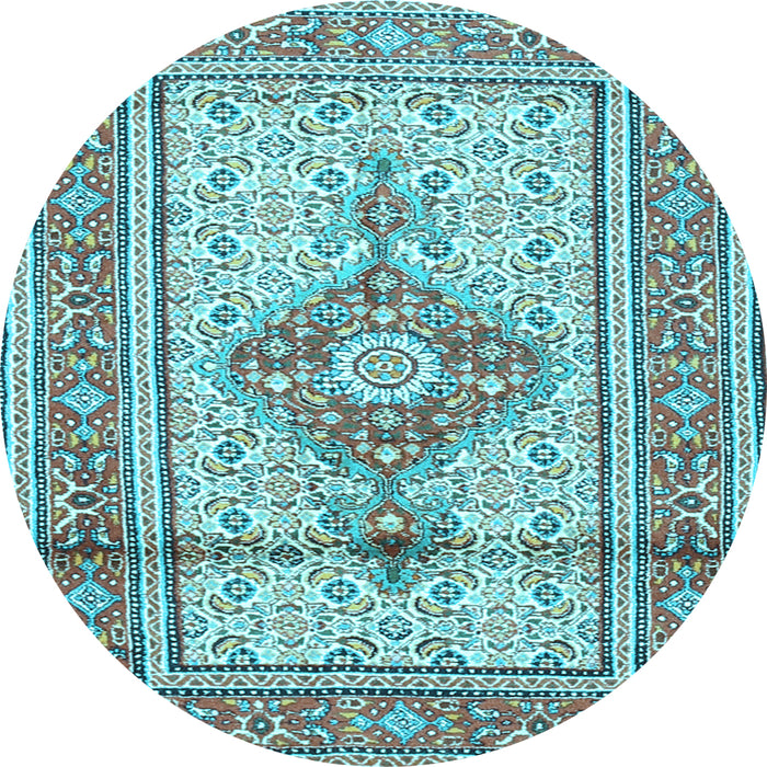 Round Medallion Light Blue Traditional Rug, tr1304lblu