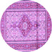 Round Medallion Purple Traditional Rug, tr1304pur