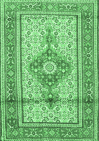 Medallion Emerald Green Traditional Rug, tr1304emgrn