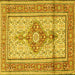 Square Medallion Yellow Traditional Rug, tr1304yw