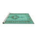 Sideview of Machine Washable Medallion Turquoise Traditional Area Rugs, wshtr1304turq