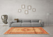 Machine Washable Medallion Orange Traditional Area Rugs in a Living Room, wshtr1304org