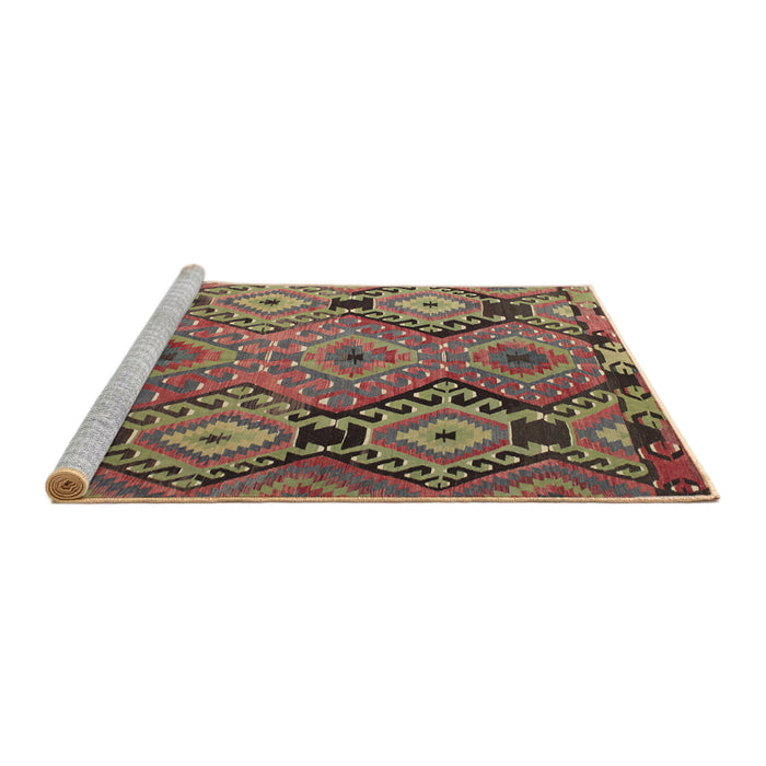 Sideview of Machine Washable Traditional Dark Almond Brown Rug, wshtr1305
