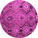 Round Southwestern Pink Country Rug, tr1305pnk