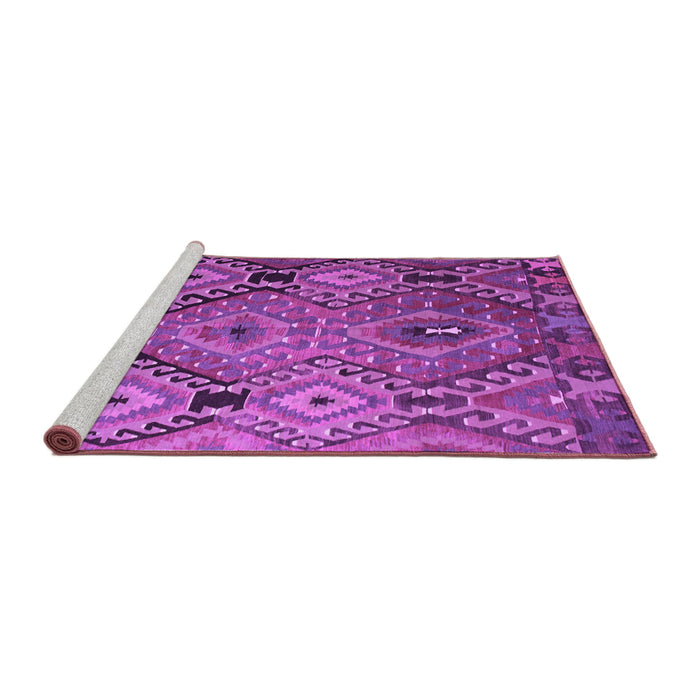 Sideview of Machine Washable Southwestern Purple Country Area Rugs, wshtr1305pur