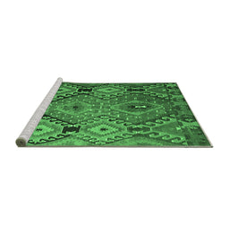 Sideview of Machine Washable Southwestern Emerald Green Country Area Rugs, wshtr1305emgrn