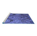 Sideview of Machine Washable Southwestern Blue Country Rug, wshtr1305blu