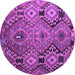 Round Southwestern Purple Country Rug, tr1305pur