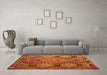 Machine Washable Southwestern Orange Country Area Rugs in a Living Room, wshtr1305org