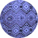 Round Southwestern Blue Country Rug, tr1305blu