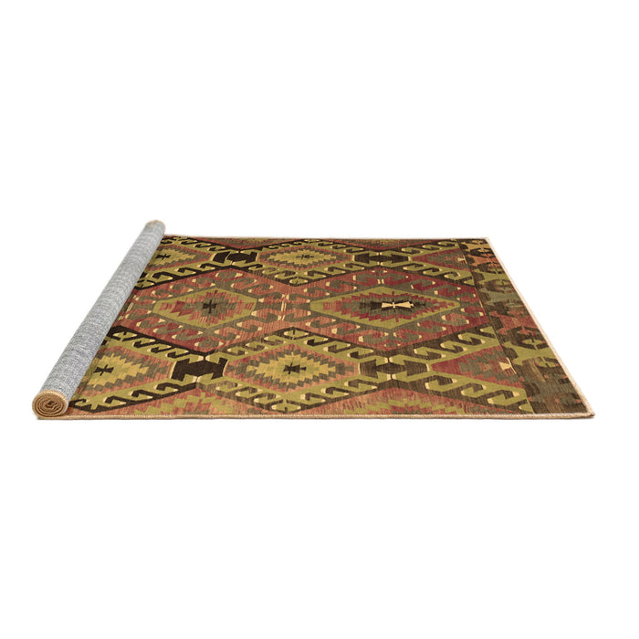 Sideview of Machine Washable Southwestern Brown Country Rug, wshtr1305brn