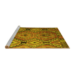 Sideview of Machine Washable Southwestern Yellow Country Rug, wshtr1305yw