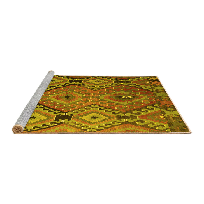 Sideview of Machine Washable Southwestern Yellow Country Rug, wshtr1305yw