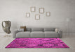 Machine Washable Southwestern Pink Country Rug in a Living Room, wshtr1305pnk