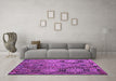 Machine Washable Southwestern Purple Country Area Rugs in a Living Room, wshtr1305pur