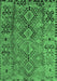 Machine Washable Southwestern Emerald Green Country Area Rugs, wshtr1306emgrn