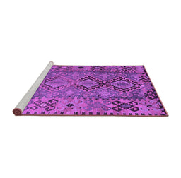 Sideview of Machine Washable Southwestern Purple Country Area Rugs, wshtr1306pur