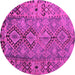 Round Machine Washable Southwestern Pink Country Rug, wshtr1306pnk