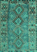 Machine Washable Southwestern Turquoise Country Area Rugs, wshtr1306turq