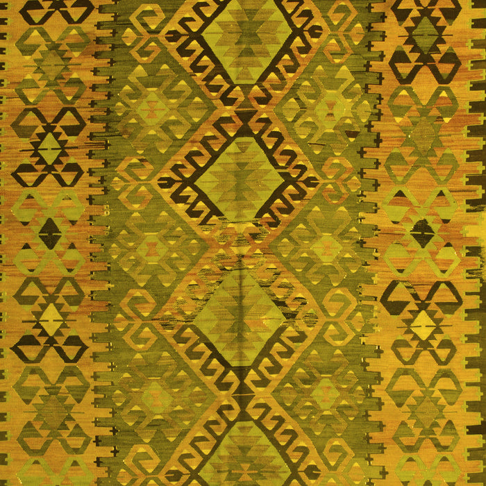 Machine Washable Southwestern Yellow Country Rug, wshtr1306yw