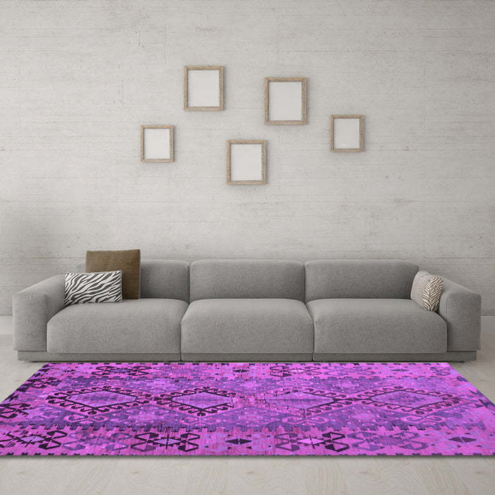 Machine Washable Southwestern Purple Country Area Rugs in a Living Room, wshtr1306pur