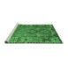 Sideview of Machine Washable Southwestern Emerald Green Country Area Rugs, wshtr1306emgrn