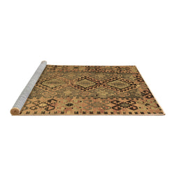 Sideview of Machine Washable Southwestern Brown Country Rug, wshtr1306brn
