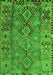 Serging Thickness of Machine Washable Southwestern Green Country Area Rugs, wshtr1306grn